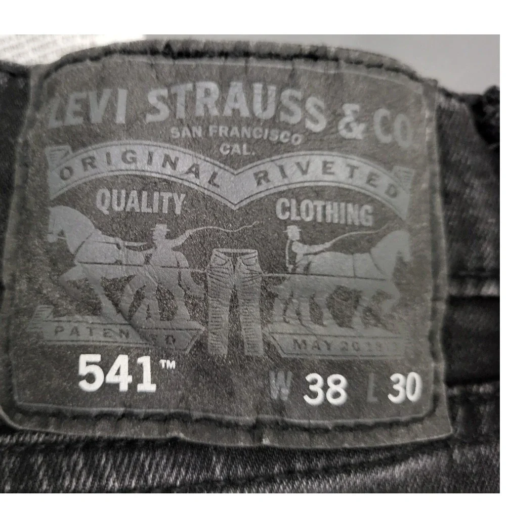 Levi's 541 Athletic Taper Jeans Mens 38x30 Faded Black Gray Stretch Denim 540196